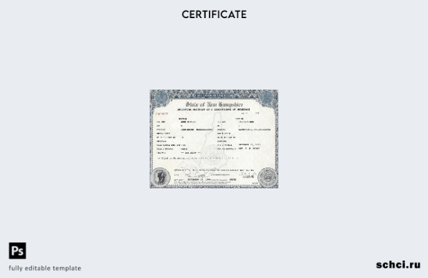 скачать цифровой шаблон свидетельства о браке в США, Нью Гэмпшир